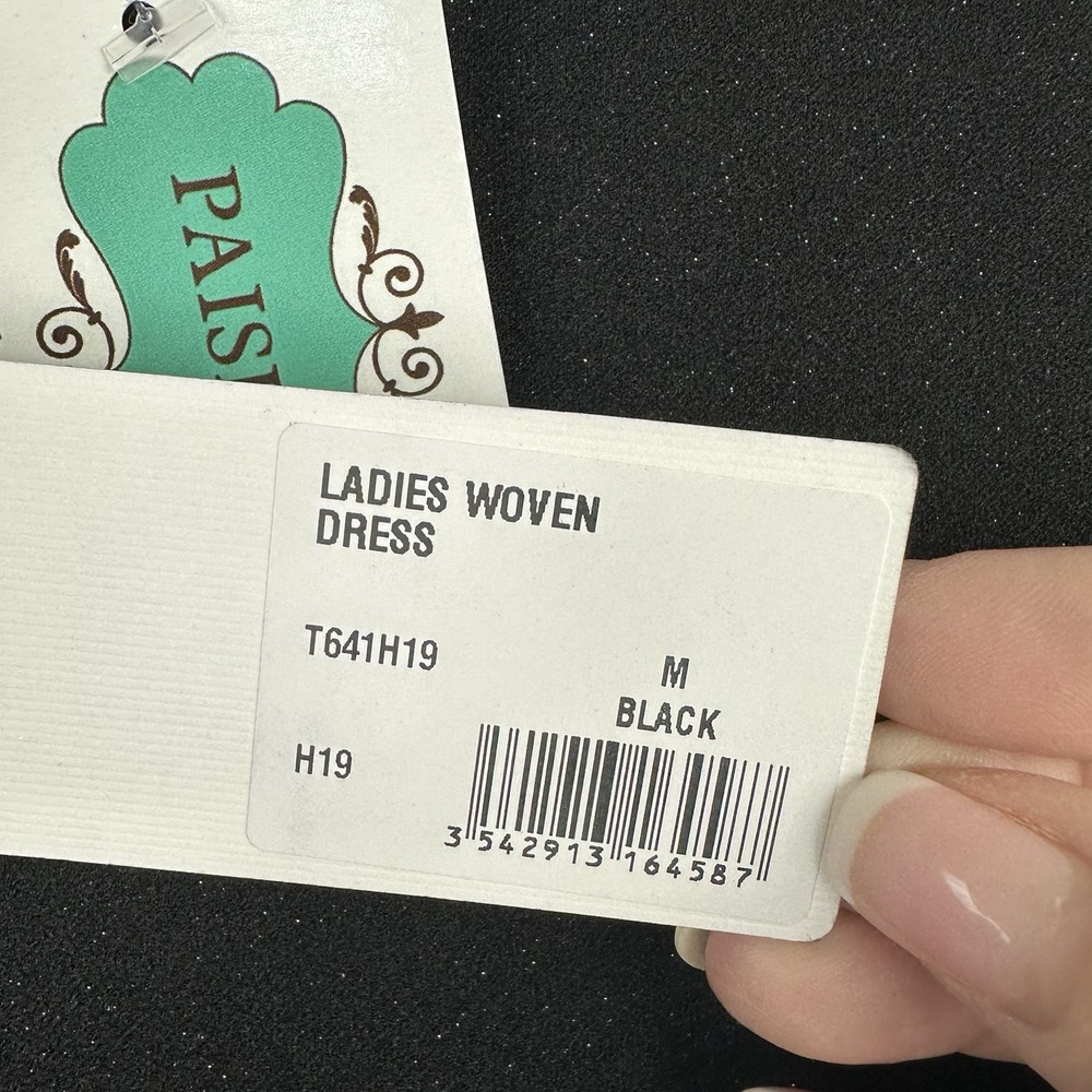 Molly Bracken Black Sleeveless Flare Slight Sparkle Knit Dress‎ M Back Zip - Picture 5 of 16